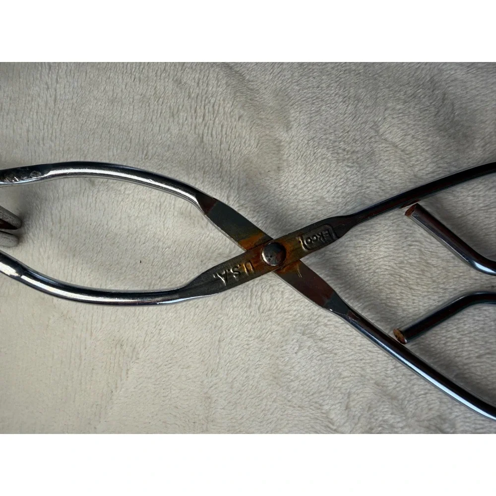 Vintage EKCO USA Tongs Set of 3 Chrome Steel Scissor Style